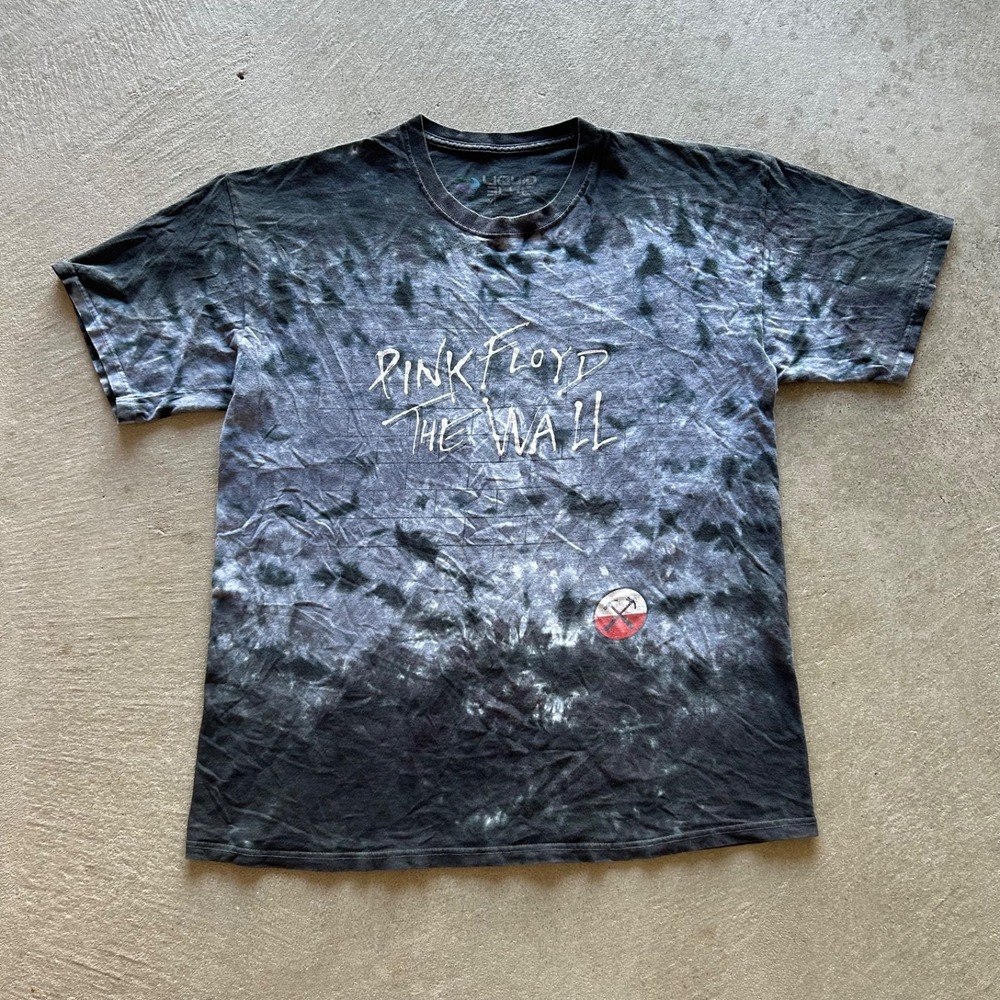 Vintage Liquid Blue Pink Floyd Shirt Size XL Gray Tie Dye Y2K The Wall Band